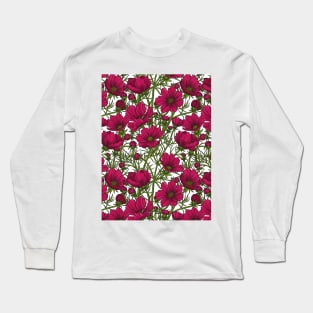 Red Cosmos flowers Long Sleeve T-Shirt